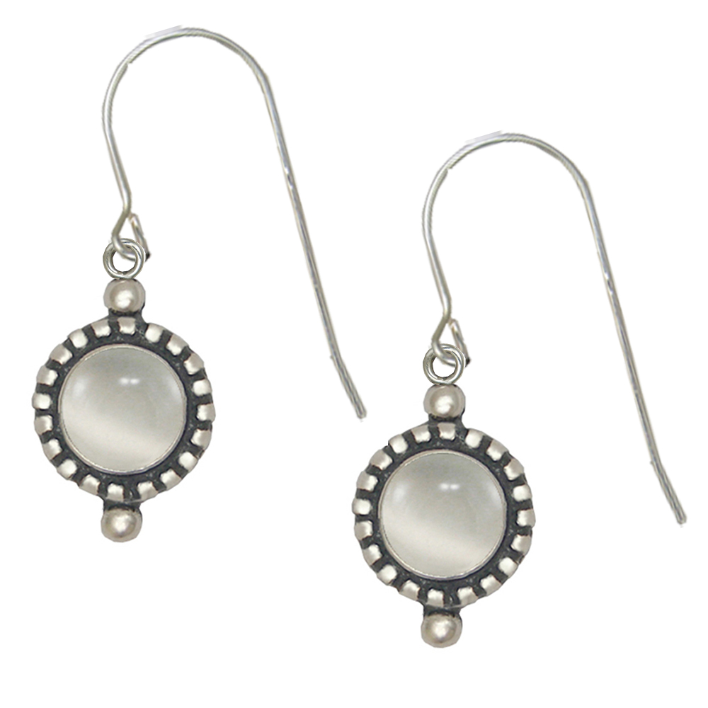 Sterling Silver Petite White Moonstone Gemstone Drop Dangle Earrings